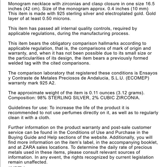 NWT ZARA SPARKLY STERLING SILVER INITIAL NECKLACE [E] - Picture 5 of 5